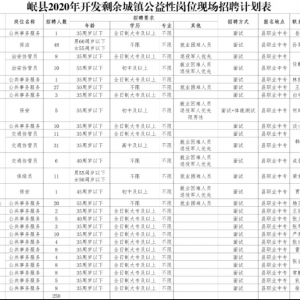 258人 | 甘肅定西岷縣開發(fā)剩余城鎮(zhèn)公益性崗位招聘公告