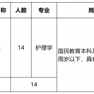 城北區(qū)面向社會公開招聘編外醫(yī)護人員14人公告