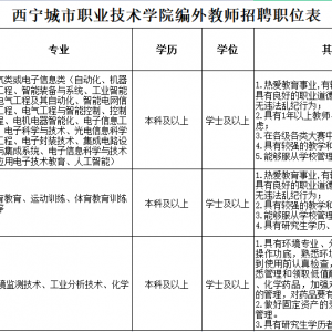 西寧城市職業(yè)技術(shù)學院編外教師招聘公告