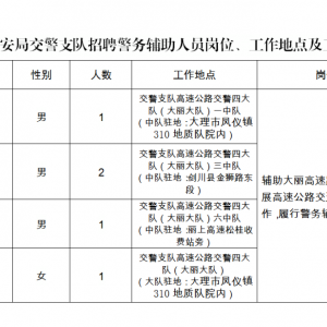 云南大理州公安局交通警察支隊(duì)招聘警務(wù)輔助人員公告（5人） ...