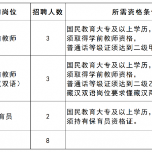 果洛州阿尼瑪卿幼兒園招聘政府購(gòu)買服務(wù)學(xué)前教師公告